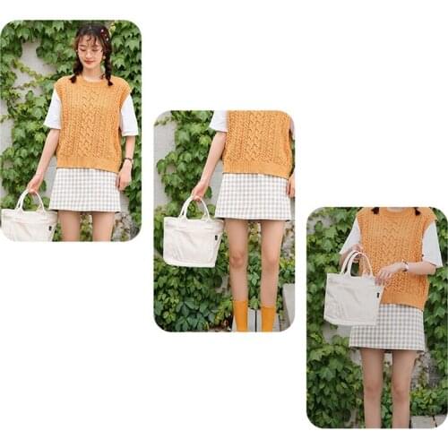 Japanese Harajuku Fresh Pure Color Shopping Bag Fashion Large Capacity Canvas Bag College Cute New Shoulder Bag