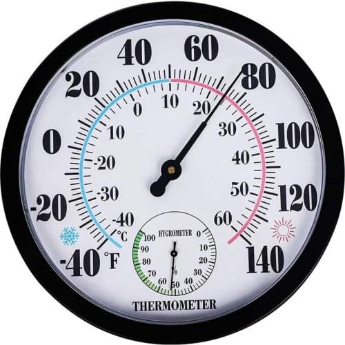 10 Inch Indoor Outdoor Weather Thermometer/Hygrometer For Patio, Wall Decorative, No Battery Needed