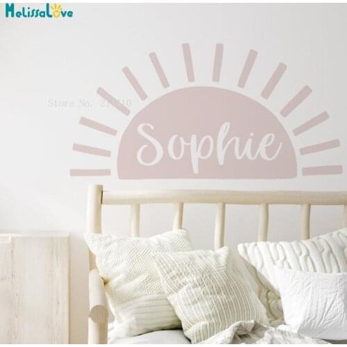 The Rising Sun Boho Decor Personalised Name Nursery Table Wall Sticker Kids Room Door Sign Decals YT6323