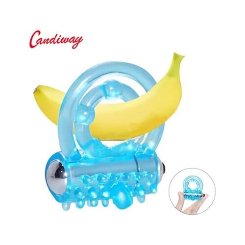 Double rings vibrator waterproof clitoris Massager masturbation Vibrating lasting cocking delay ejaculation vibe Sex Toy For man