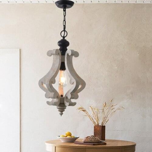 Vintage Wood Chandelier indoor Lustre Lighting For Living Room Bedroom E27 Retro Chandeliers Loft Bois Home Decor Light WF1027