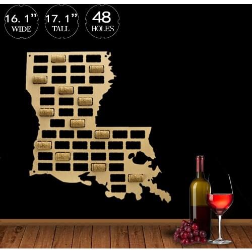 Louisiana Wine Cork Map USA State Wine Cork Collector Display Cork Map Home Decor Wooden Cutout Wall Hanging Louisiana Outline