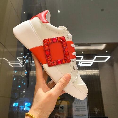 Mixed Color Women Sneakers Luxury Design Crystal Lace Up Women Casual Shoes Runway Platform Wedges Party Dress Shoes Outdooor
