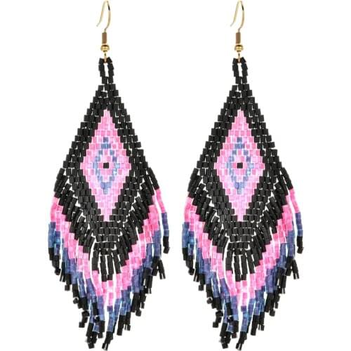 ZMZY Vintage Handmade Ladies Boho Tassel Earrings For Women Jewelry Fashion Jewellery Miyuki Earring National Style
