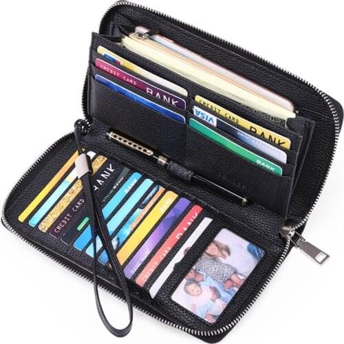 Womens RFID Blocking Leather Zip Around Wallet Large Phone Holder Clutch Travel Purse Wristlet