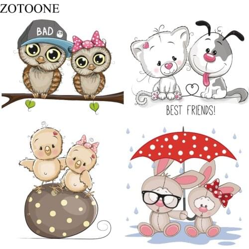 ZOTOONE Lovely Animal Iron On Appliques High Quality Stripe Stickers On Clothes DIY Heat Transfer Washable Fashion Patches E