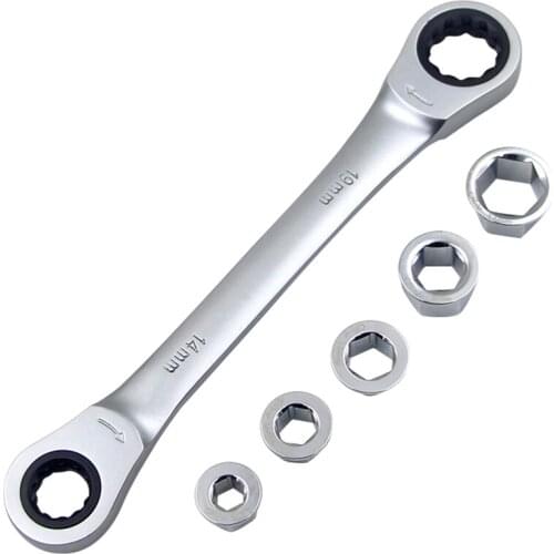 1pc 7 in 1 Double Head Reversible Ratchet Combination Spanner Set Mechanic Universal Socket Wrench Tool Ratchet Wrench Hand Tool
