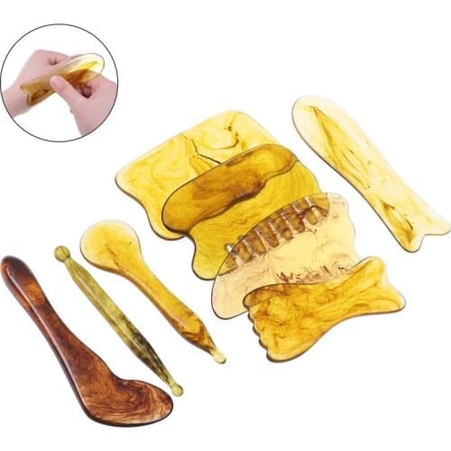 1PC Aventurine Natural Resin Guasha Massage Sticks Tool SPA Therapy Massager Scraping Board Antistress Body 8 Styles