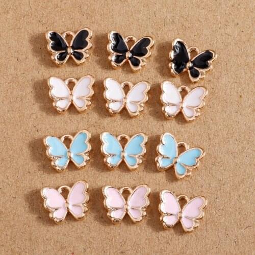 10pcs/lot 10*8mm Enamel Cute Small Butterfly Charms for Making Pendants Necklaces Earrings DIY Handmade Jewelry Accessories