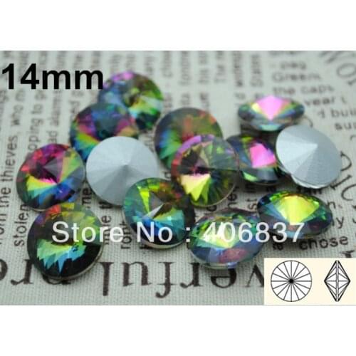 100pcs/Lot, 14mm Rainbow Crystal Rivoli Stones, Free Shipping! Chinese Top Quality Crystal Rivoli