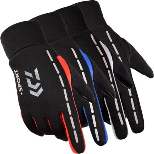 2019 Daiwa Winter Warm Fishing Gloves Cotton Full Fingers Winter Keep Warm Anti-slip Fishing Glove Outdoor Riding Hiking Sports