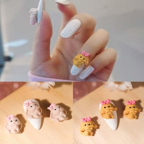 3 Piece Resin 3D Nail Decorations Dog Ornaments Rabbit Cow Manicure Accessories Jewelry