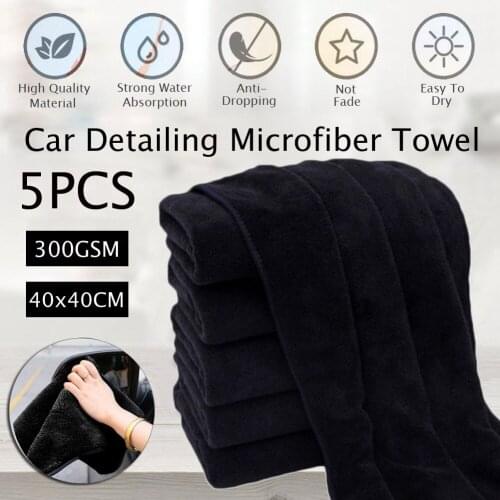 5 Pieces/set Of Beauty Cleaning Soft Cloth Car Care Polishing Towel Microfiber Car Home Maintenance Window Wipe 40x40 Cm Black
