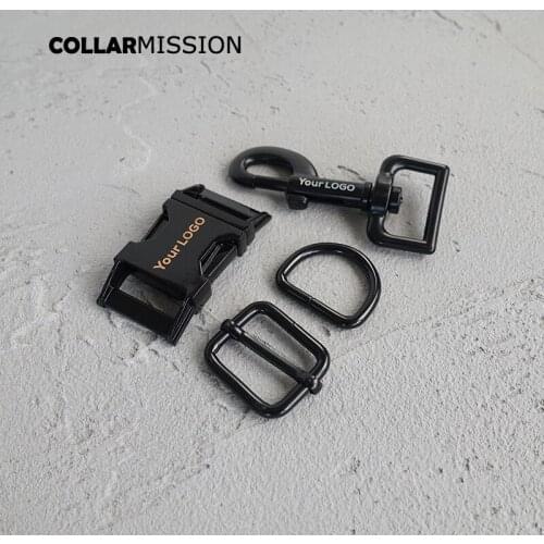 50sets/lot (metal buckle+adjust buckle+D ring+metal dog clasp/set) 25mm sewing provide laser engraving service customize LOGO
