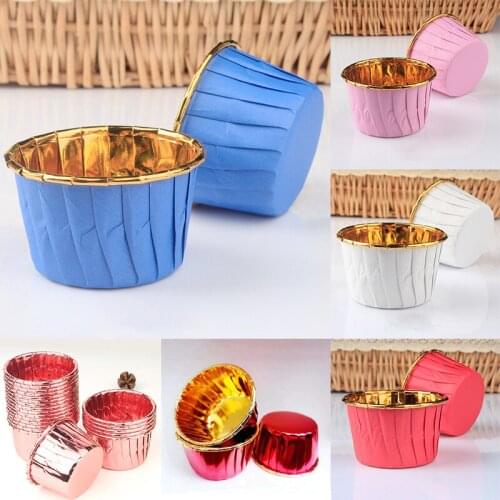50Pcs/Set Pastry Tools Tray Case Cake Paper Cups Party Supplies Cake Wrappers Coated Paper Baking Cup Pure Colors