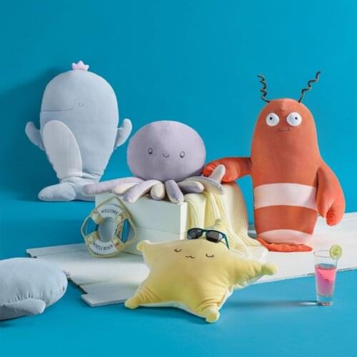 50cm 70cm cute cartoon plush lobster whale starfish Octopus toy stuffed plush marine organisms doll kids toy home decoration