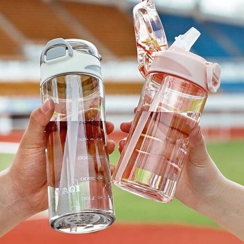 550ml/700ml Large Outdoor Drinking Bottles With Straw Sports Plastic Water Bottle Portable Travel Shaker Pot Tea Cups Wholesale