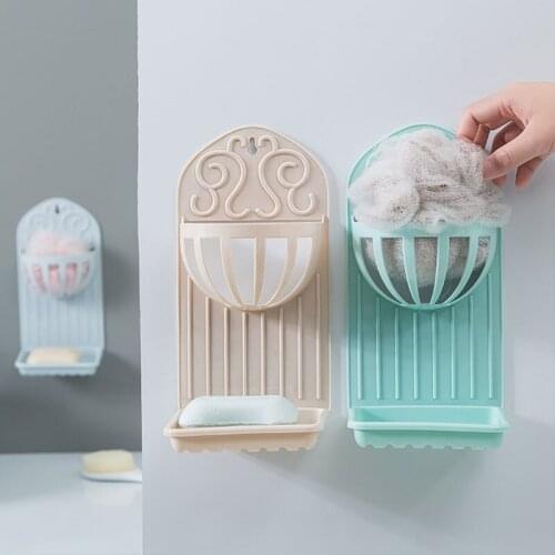 Double layer kitchen bathroom shelf wall stick soap box holder soap soap drain rack creative bathroom pendant