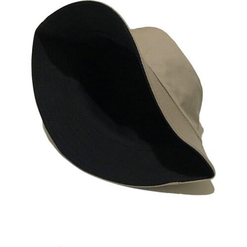 Double-sided Wearing Cap Solid Color Bucket Hat Men Women Cotton Flat Sun Hat Reversible Fisherman Hat