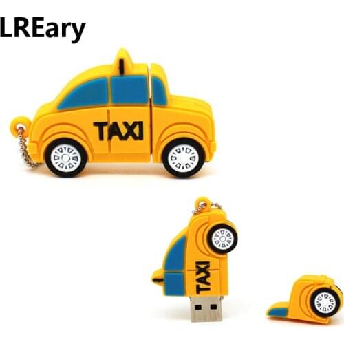 Cartoon Mini taxi pen drive usb 2.0 flash drive disk toy yellow car computer gift memory Stick pendrive 4GB 8GB 16GB 32GB