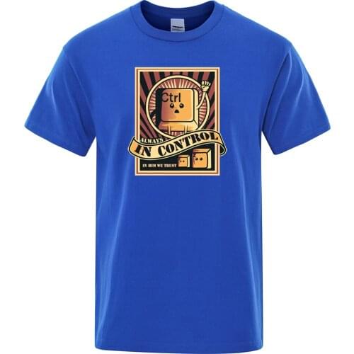 Cartoon Keyboard In Control T-Shirts Man Printing Short Sleeve Men Clothing Fashion Crew Neck T-Shirt Funny Casual Streetwear