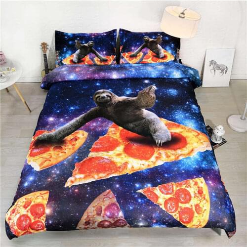 Galaxy sloth bedding set 3d king universe animal comforter cover twin size bed sets for kids wedding home decoration accessories