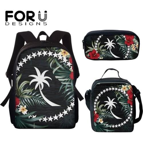 FORUDESIGNS 3Pcs Set Polynesian Chuuk Schoolbags for Teenager Girls Travel Back Pack Child Mini Mochilas Women Sac A Dos Mujer