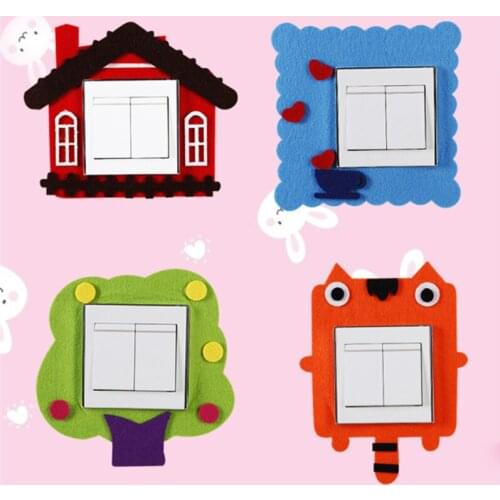 Creative Cute Cartoon Felt Open Light Switch Stickers Decorative Switches For Living Room Bedroom Dustproof Protective Cover-1PC