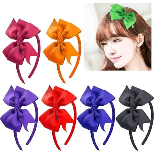 1pc Fashion Ribbon Red Headband For Girls Kids Knot Headwears Wide Big Bow Hair Band Hair Accessories