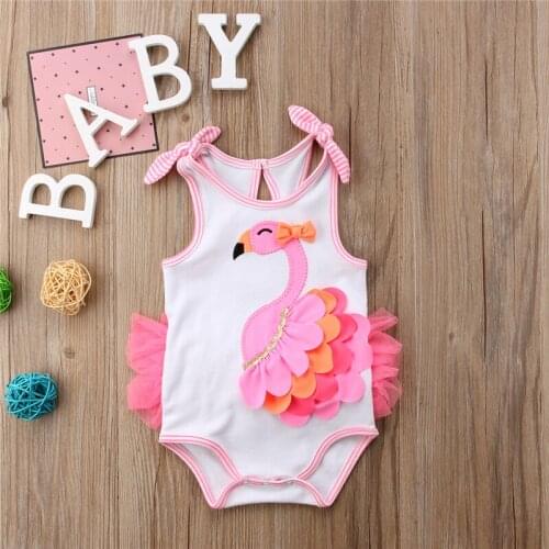 Meihuida Summer Flamingo Bikinis Newborn Girls One Piece Swimsuit Girls Beachwear Bikinis Child Swimwear Sleeveless Bikini Set