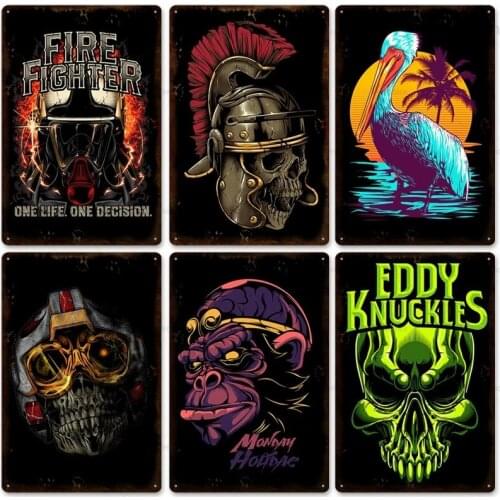 Anime Movie Skull Metal Tin Sign Art Painting Vintage Pub Bar Cafe Home Wall Decor Iron Plate Plaques Room Iron Painting