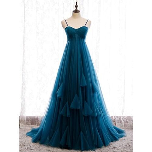 Sweetheart A-Line Lace Up Evening Dress Formal Robe De Soiree Blue Tulle Evening Dresses Long Dress 2021 Vestido De Festa