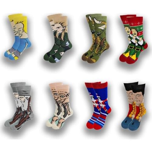 Anime Cute Cartoon Hip Hop Personality Street Style Happy Novelty Printing and Dyeing Men and Women Socks in the Tube Skateboard