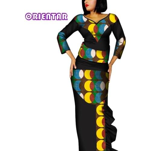 Fashion Dashiki African Dresses for Women African Print Dresses Patchwork Bazin Riche Party Vestido Lady African Clothing WY8004