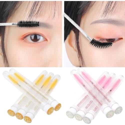 5Pcs Mascara Wand Tube Set Dust-proof Adjustable Disposable Girls Artificial Diamond Eyelash Brush Kit for Women