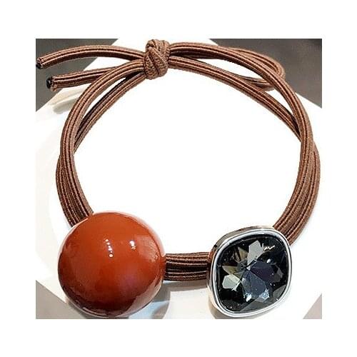 The new Korean net red hot hair ring adult temperament round beads rhinestone rope Korean version of high elastic rubber band