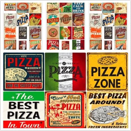 New Metal Signs Pizza Tin Sign Vintage Plaque Retro Plate Poster Wall Decor For Cafe Restaurant Pizza Zone Decorative 2021