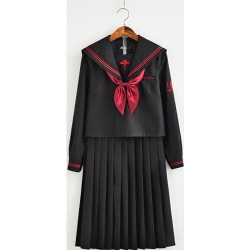 Dark Devil Orthodox Sailors long sleeve Clothes JK Uniform Sailor Dress Female Student Class Dress College Style Suit jkx124