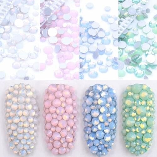 Opal Colors 400pcs Mix Sizes of ss4-ss12 Non Hotfix Crystal Nail Glass Rhinestone Flatback Nail Art DIY Jewelry Garment Making