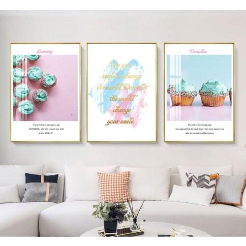 Peppermint Macaron Posters Framework Wall Art Print Picture Modern Kitchen Decor Canvas Art Dessert Foods Painting Nordic