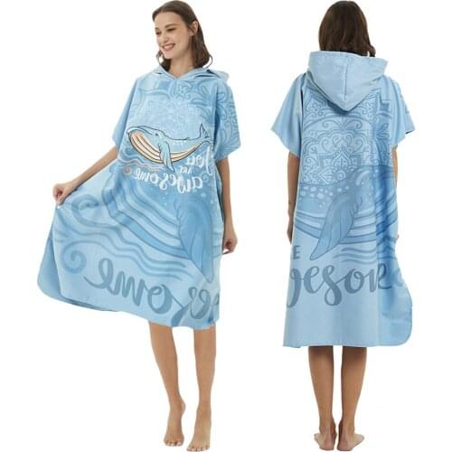 Men Women Microfiber Large Beach Towel Wetsuit Changing Robe Swimming Dry Robe Hooded Bath Towels Surf Poncho Quick Dry Bathrobe