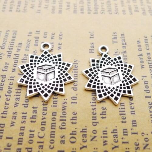 15PCS/Lot 18mm*22mm Antique Silver Color Sunflower Charms Necklace Pendants For Jewelry Making DIY