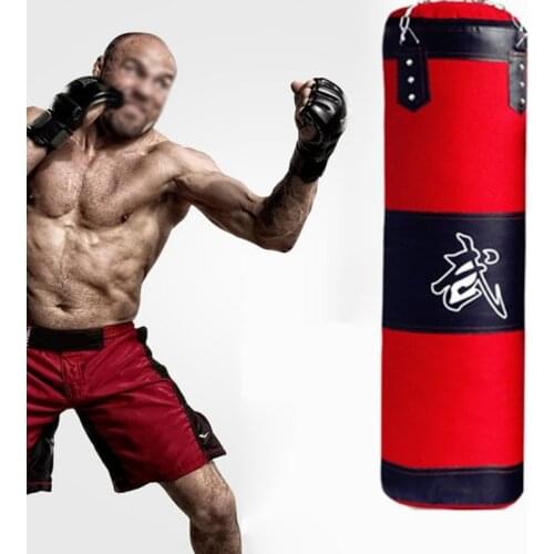 Empty Boxing Sand Bag Hanging Kick Sandbag Fight Karate Training Punching Sand Bag With Metal Chain Hook Carabiner