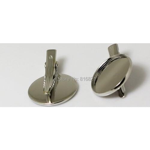 Blank Hair Clips Prong Alligator teeth Clips with Round Curved Bezel pads Hairgrips Crafts DIY Cabochon Findings Rhodium tone