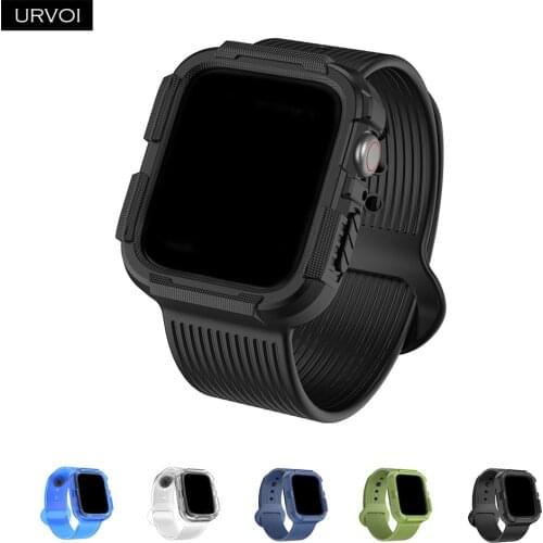 URVOI band for Apple Watch Series 6 SE 5 4 case strap for iWatch jelly TPU2 in 1 frame protector 40 44mm candy color antishock
