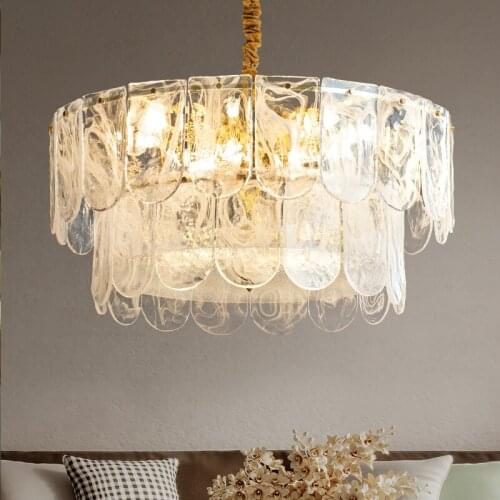 Luxury LED Copper Living Room Chandelier Bedroom Dining Room Creative fixtures Villa Hotel Personality Glass Deco Hanging Lights