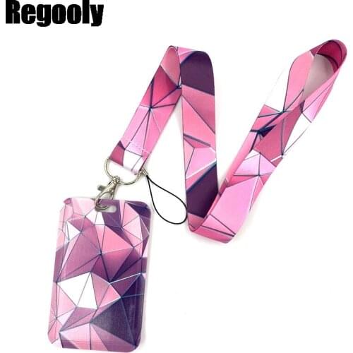 Pink Lattice Pattern Key lanyard Car KeyChain ID Card Pass Gym Mobile Phone Badge Kids Key Ring Holder Jewelry Decorations