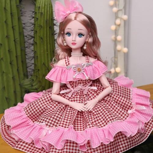 New 60cm 22 Articulated Bjd Doll Fashion White Skin 3D Blue Eyes 1/3 Princess DIY Dress Up Toys Gifts Girls Christmas Day Gifts