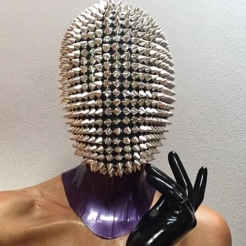 Party Cosplay Head Wear Studded Spikes Full Face Jewel Margiela Face Cover Halloween Cosplay Funny Mask игрушки на новый год