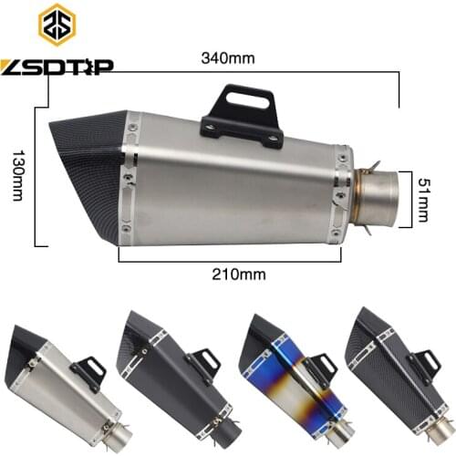 ZSDTRP 51mm Universal Motorcycle for AK Exhaust Muffler Pipe Escape For HONDA MSX 125 CB1000r ninja 300 RSV4 cb400 R6 R1